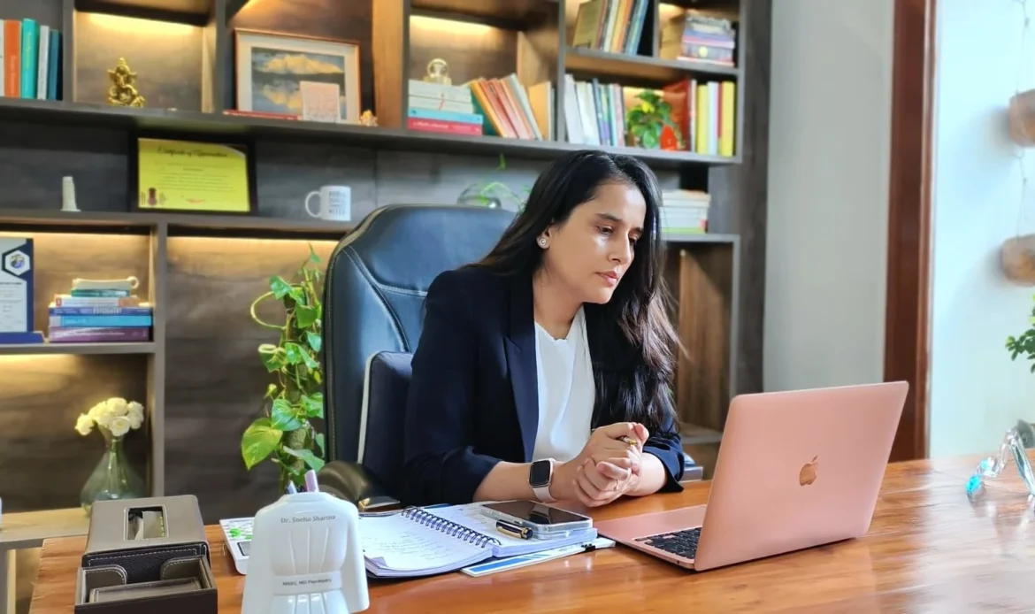Dr Sneha Sharma providing online consultation for mental health