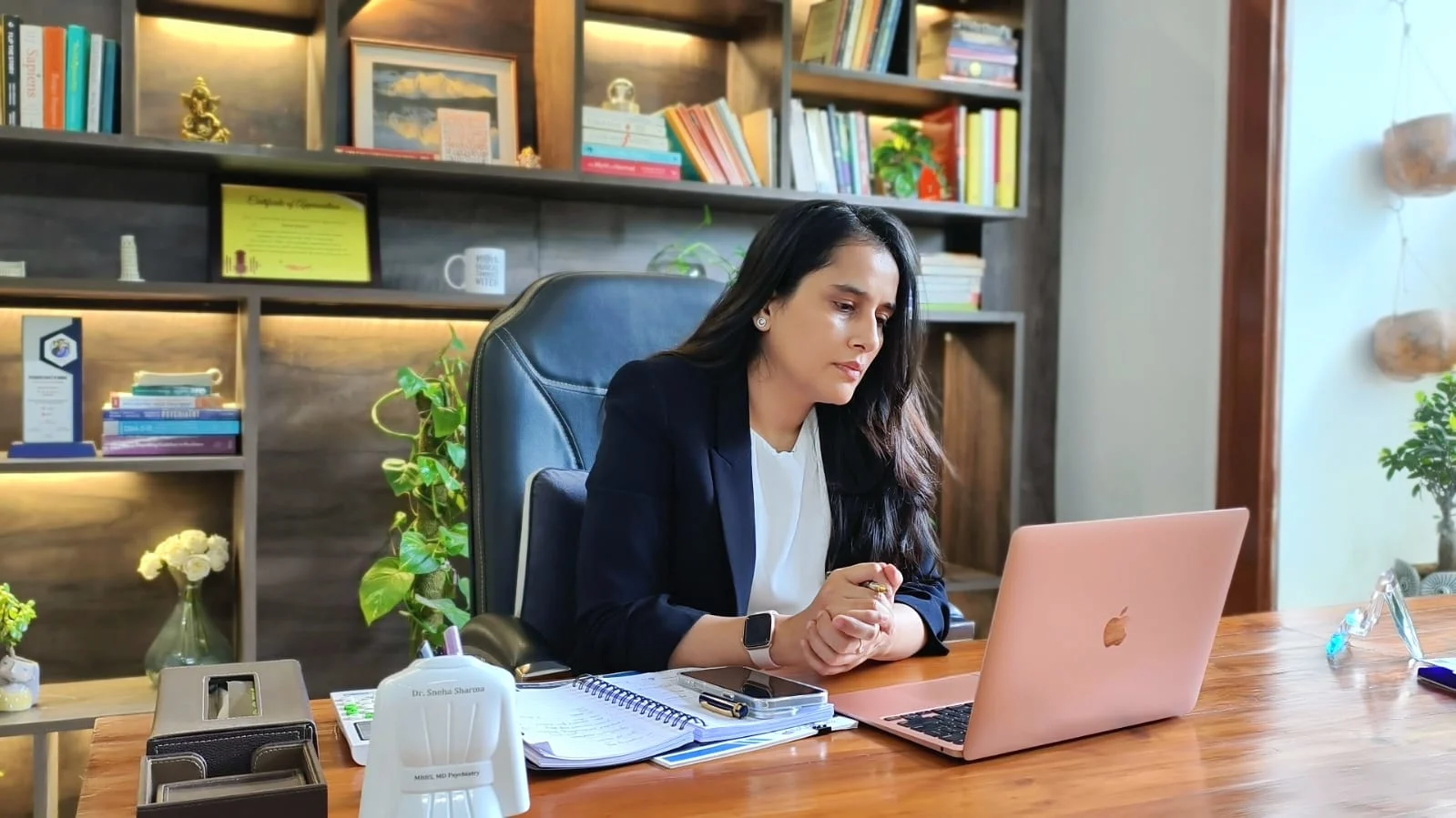 Dr Sneha Sharma providing online consultation for mental health