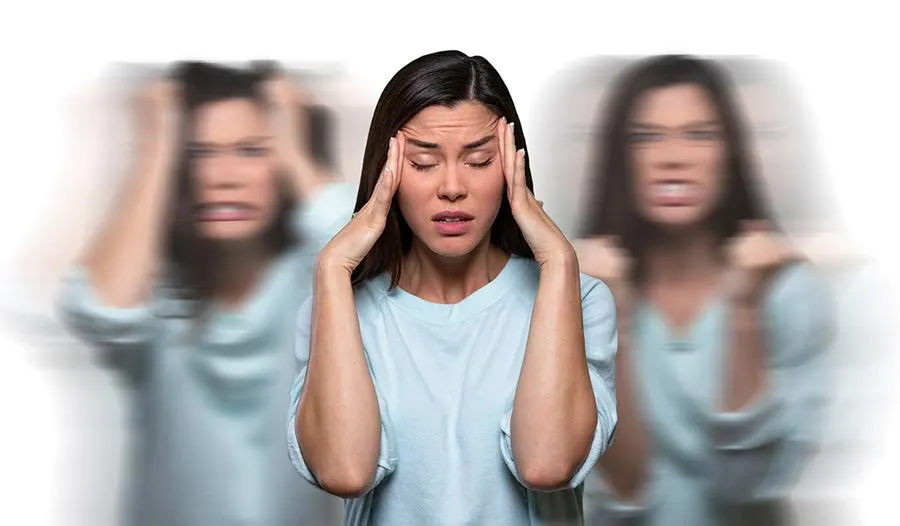 Woman experiencing emotional distress and symptoms related to personality disorders